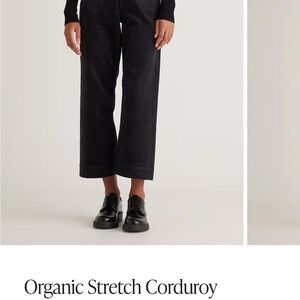 Quince Black Organic Stretch Corduroy Cropped Pants